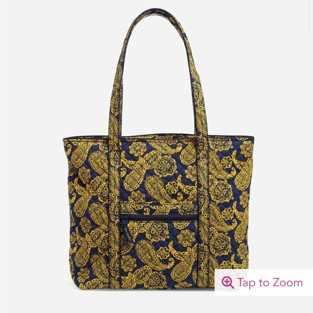 Vera Bradley Vera Large Tote Bag in Navy/Gold Bandana NWT
